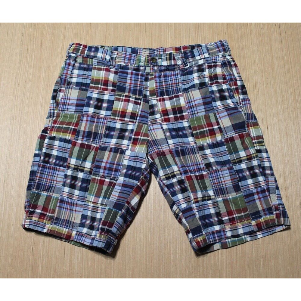 Brooks Brothers‎ 346 Men's Multicolor Patchwork Plaid Flat Front Shorts Size 36